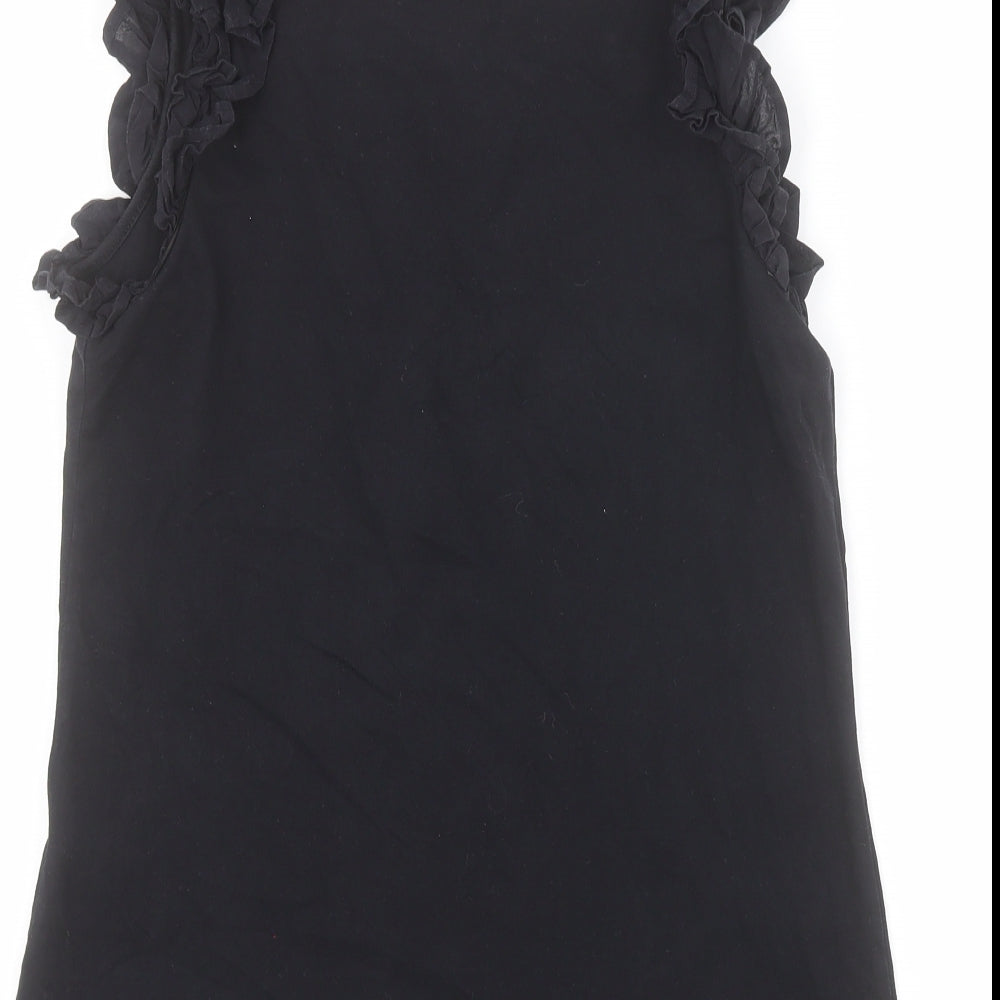Savida Womens Black 100% Cotton Basic Tank Size S Round Neck