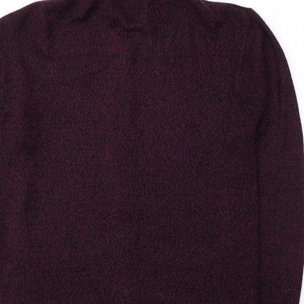 Damart Mens Purple Roll Neck Fair Isle Acrylic Full Zip Jumper Size S