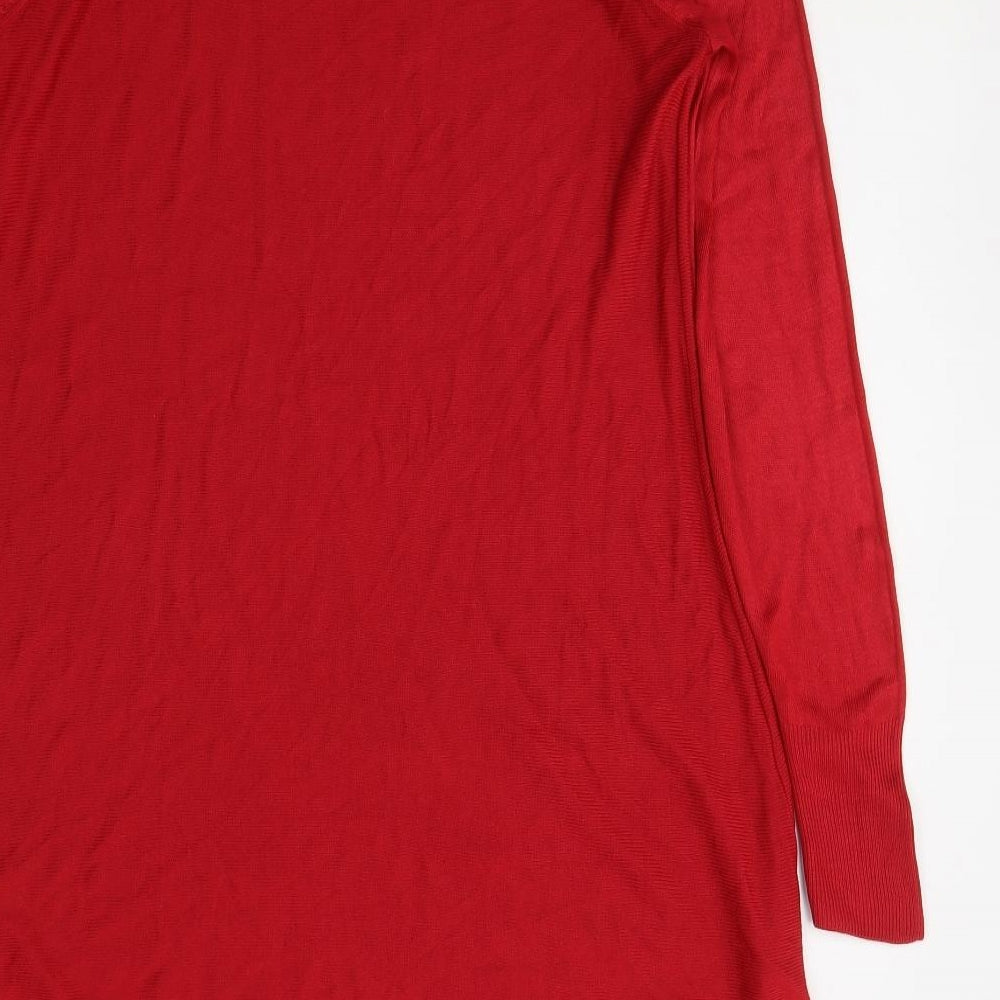 Marks and Spencer Womens Red Acrylic Fit & Flare Size 12 Round Neck Pullover