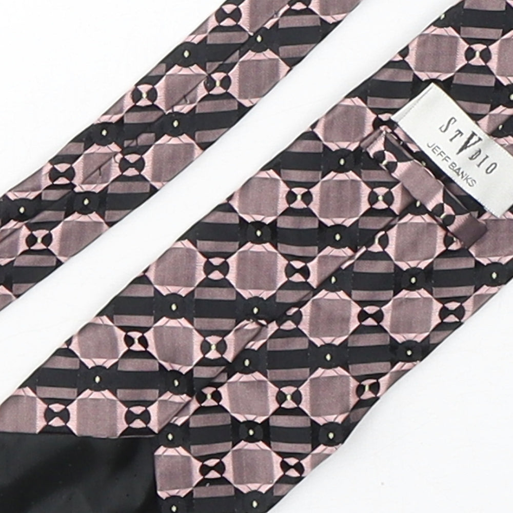 Stvdio Mens Pink Geometric Silk Pointed Tie One Size