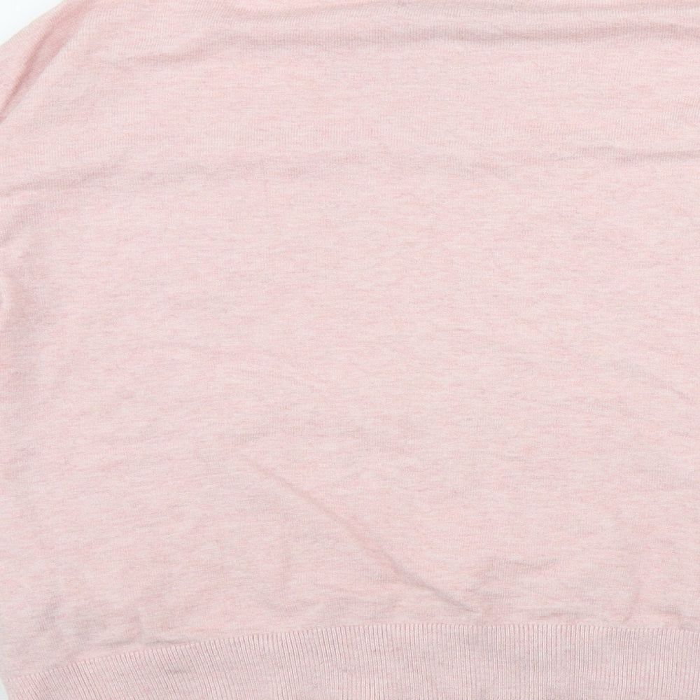 Marks and Spencer Womens Pink V-Neck Viscose Pullover Jumper Size S