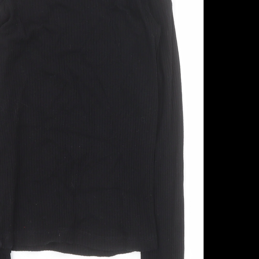 River Island Girls Black Roll Neck 100% Cotton Pullover Jumper Size 9-10 Years Pullover