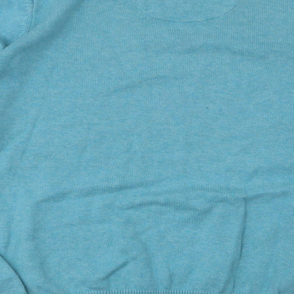 Marks and Spencer Mens Blue V-Neck Cotton Pullover Jumper Size M