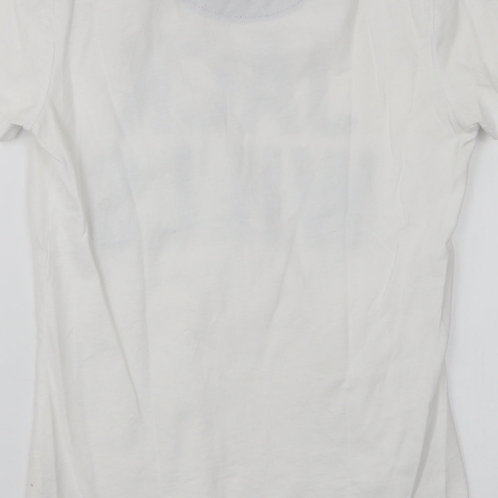 Jack Wills Womens White 100% Cotton Jersey T-Shirt Size 6 Round Neck