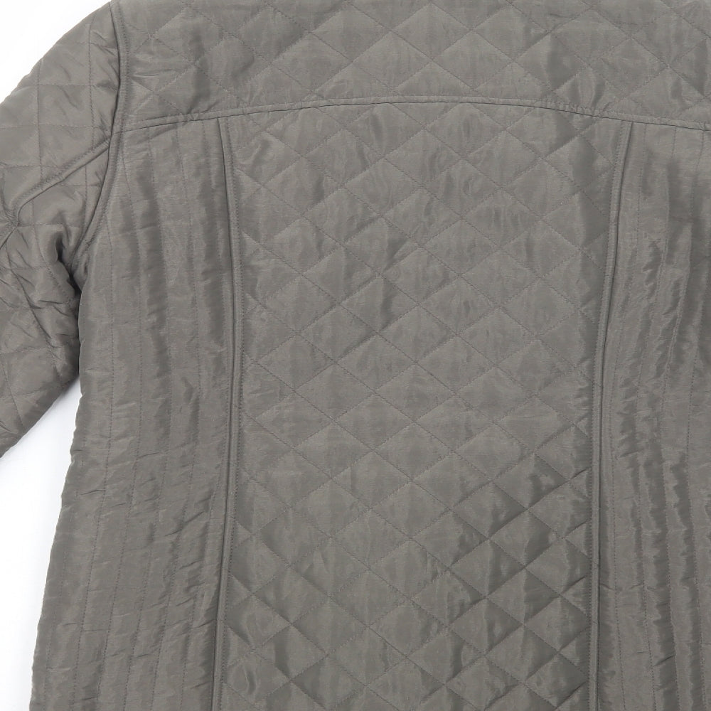 Marks and Spencer Womens Green Quilted Coat Size 10 Zip