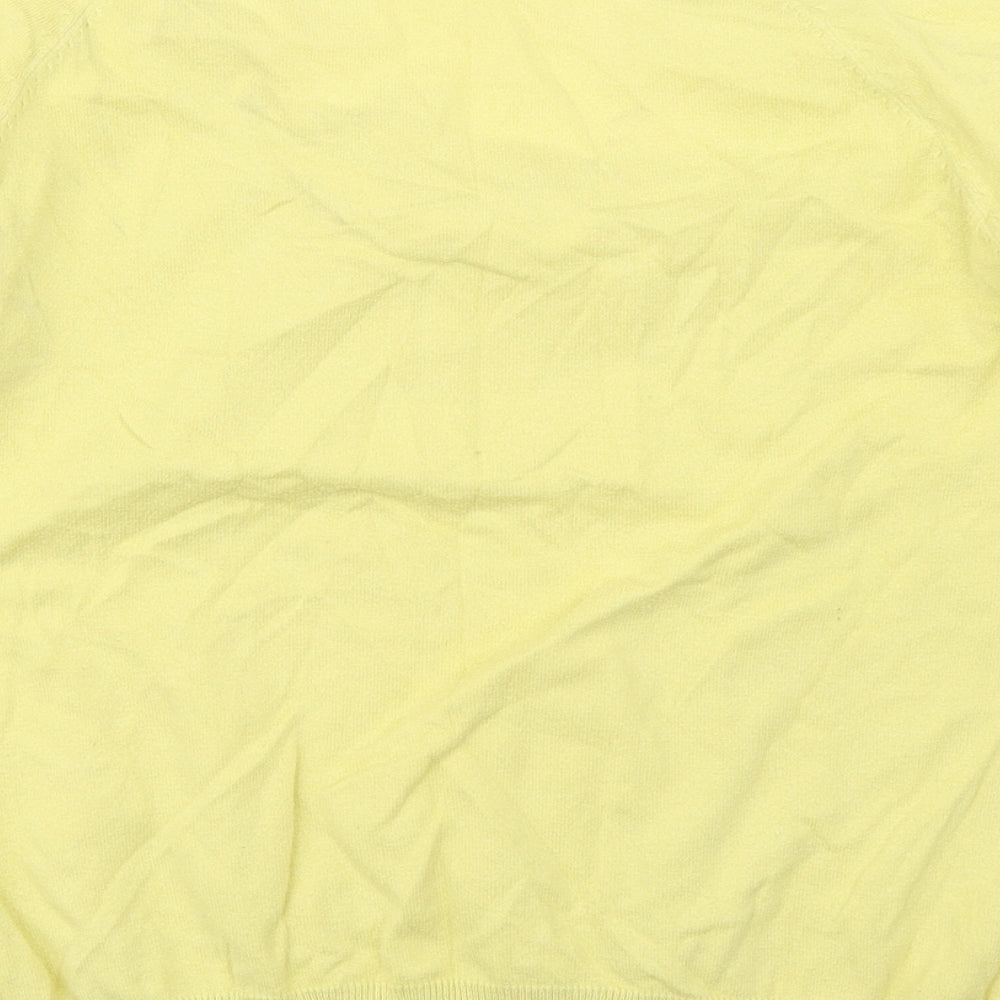 George Womens Yellow Cotton Basic Blouse Size 14 Scoop Neck