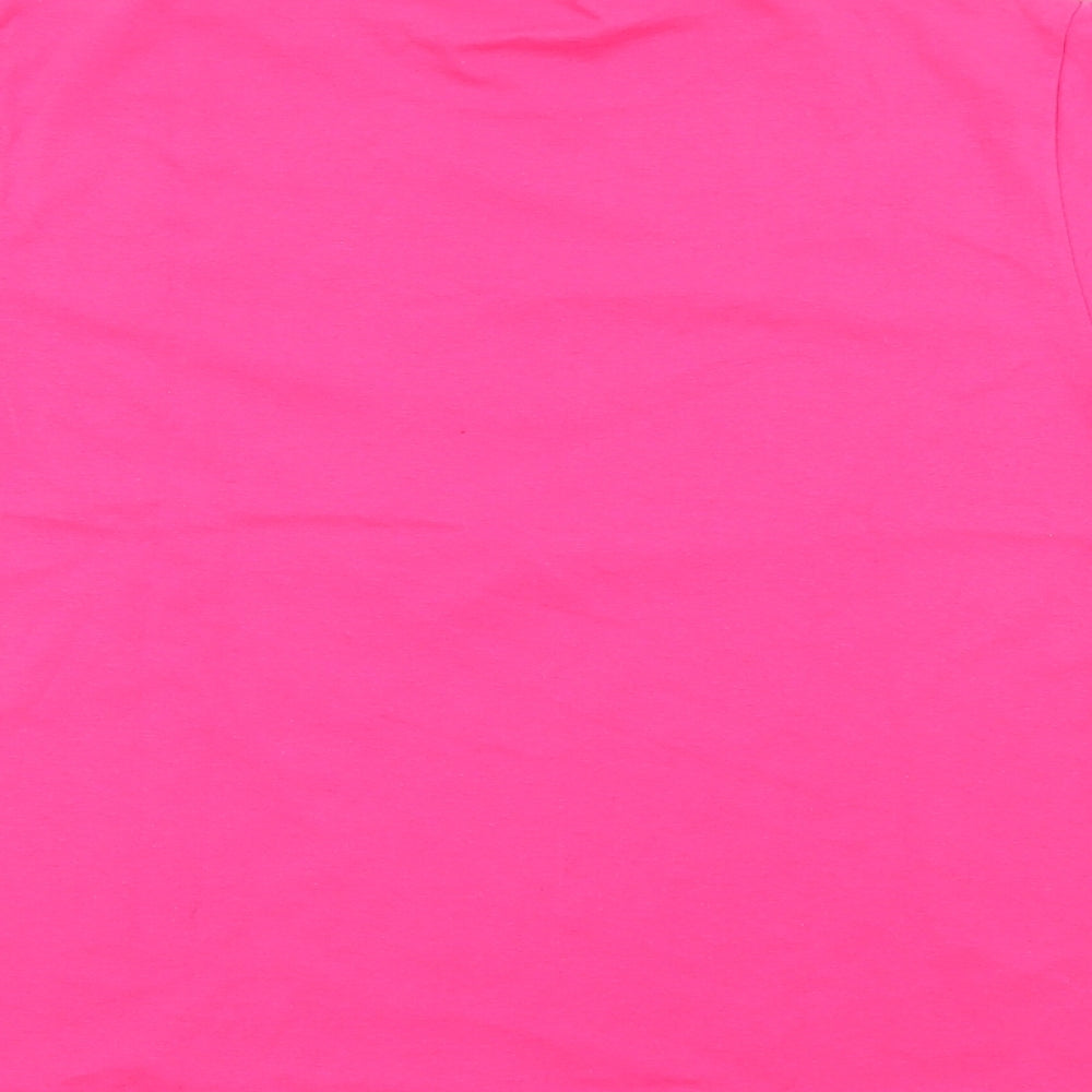 Fruit of the Loom Girls Pink Cotton Pullover T-Shirt Size 7-8 Years Crew Neck - Unicorn