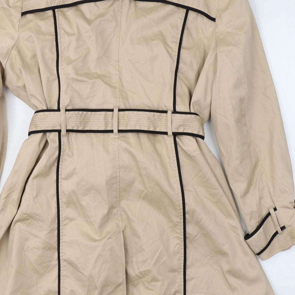 South Womens Beige Trench Coat Coat Size 22 Button