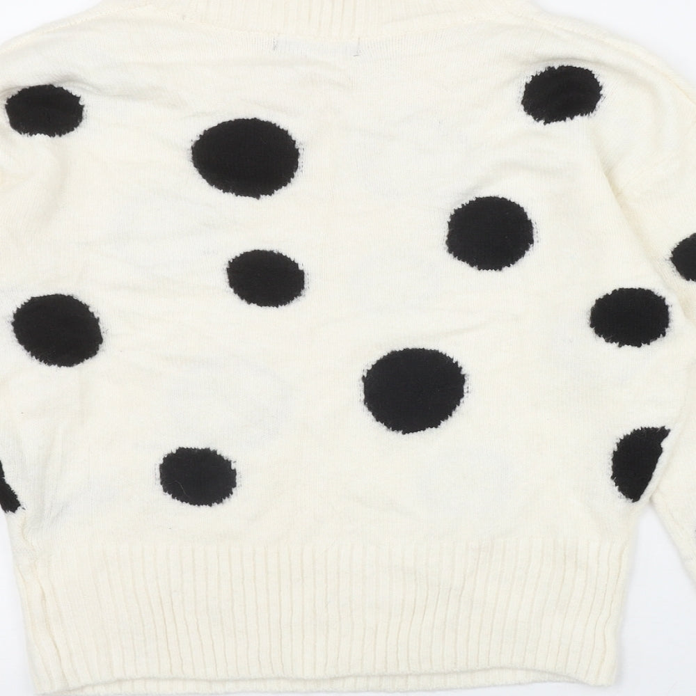 Marks and Spencer Womens Ivory Round Neck Polka Dot Acrylic Pullover Jumper Size S
