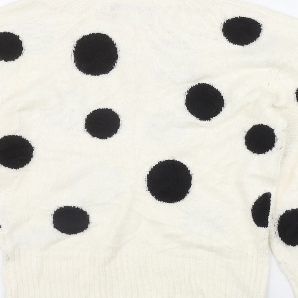 Marks and Spencer Womens Ivory Round Neck Polka Dot Acrylic Pullover Jumper Size XS