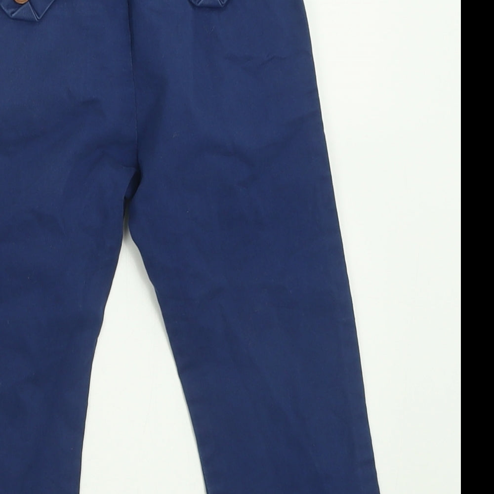 name it Boys Blue Cotton Chino Trousers Size 2 Years Regular Button