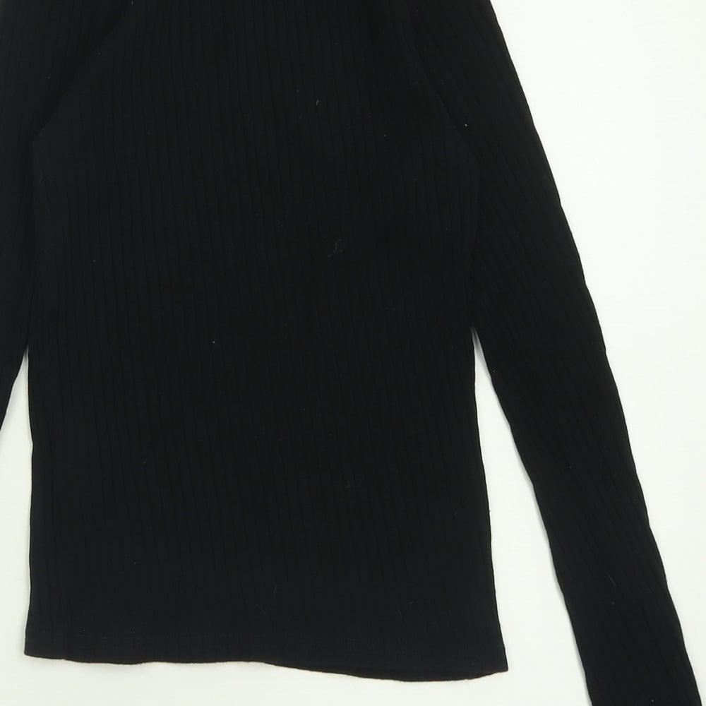River Island Womens Black Crew Neck Cotton Pullover Jumper Size 8