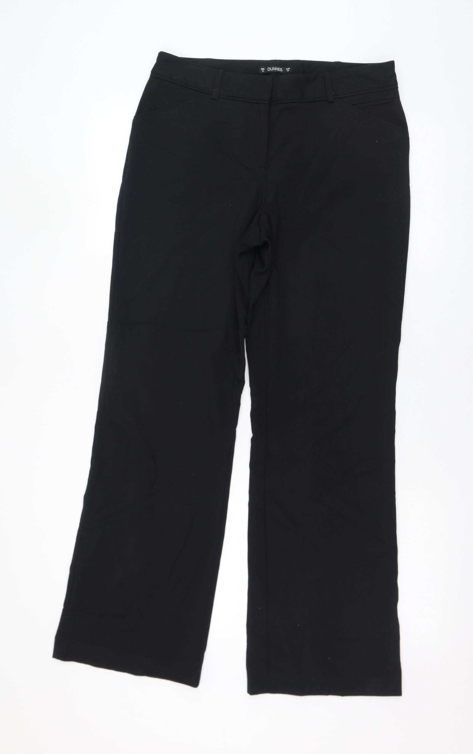 Dunnes Stores Womens Black Polyester Trousers Size 10 L28 in