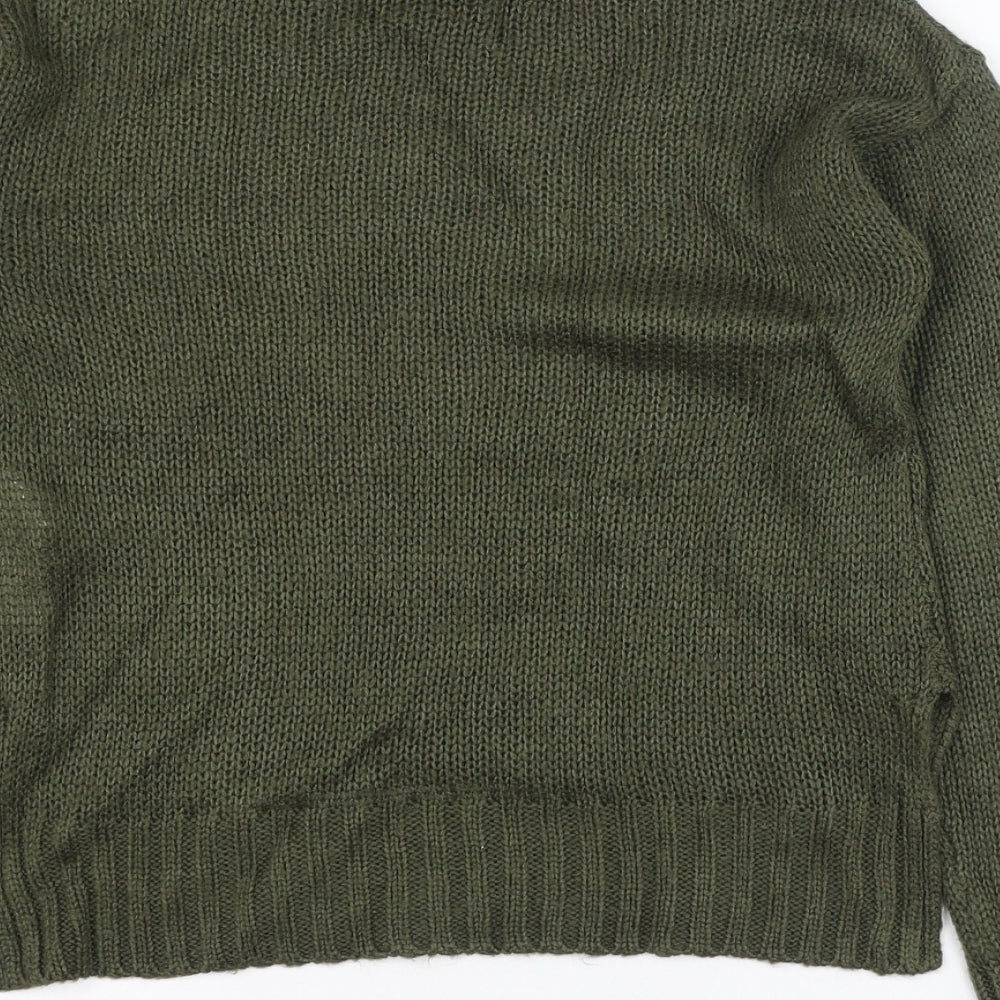 New Look Girls Green Round Neck Acrylic Pullover Jumper Size 12-13 Years Pullover