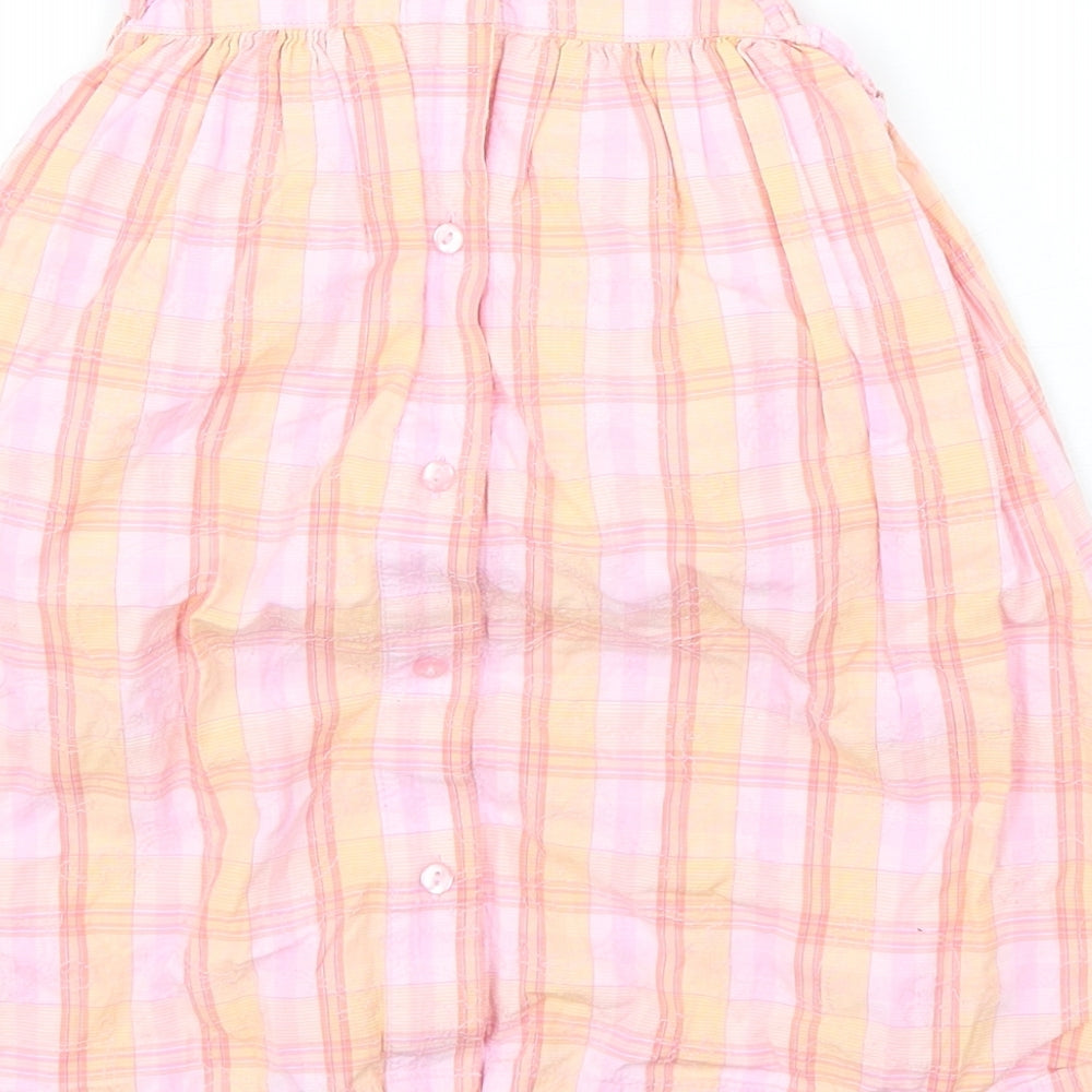 NEXT Girls Multicoloured Plaid Cotton A-Line Size Newborn Round Neck