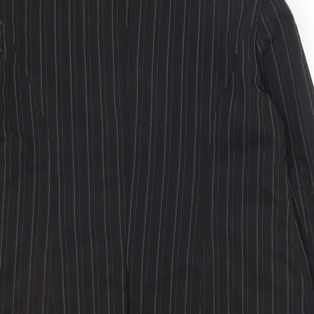 E-vie Womens Black Striped Polyester Jacket Suit Jacket Size 18