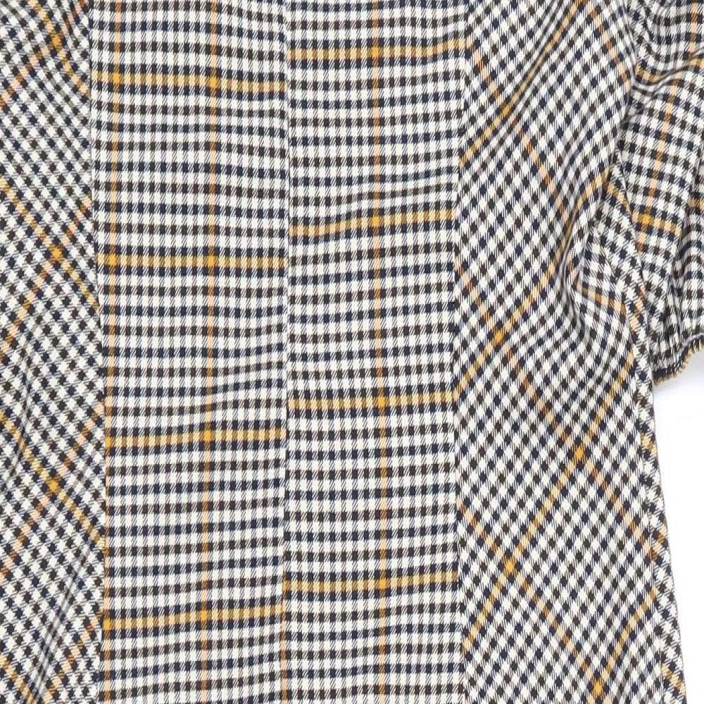 Lola Skye Womens Multicoloured Geometric Polyester A-Line Size 12 Square Neck Zip