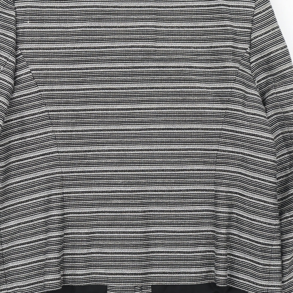 CC Womens Black Striped Jacket Blazer Size 14 Button