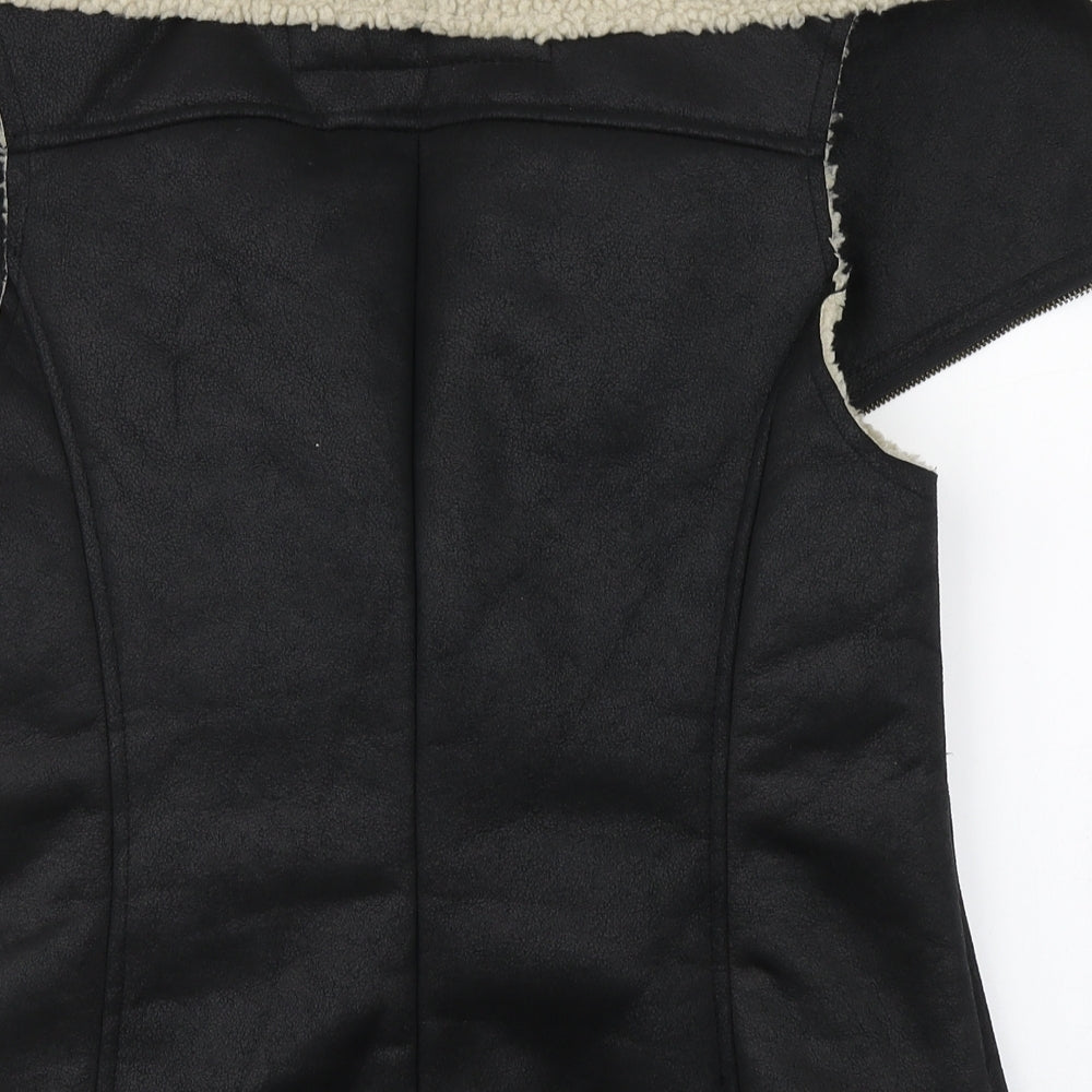 Denim Co Womens Black Gilet Coat Size 14 Zip - Faux Leather