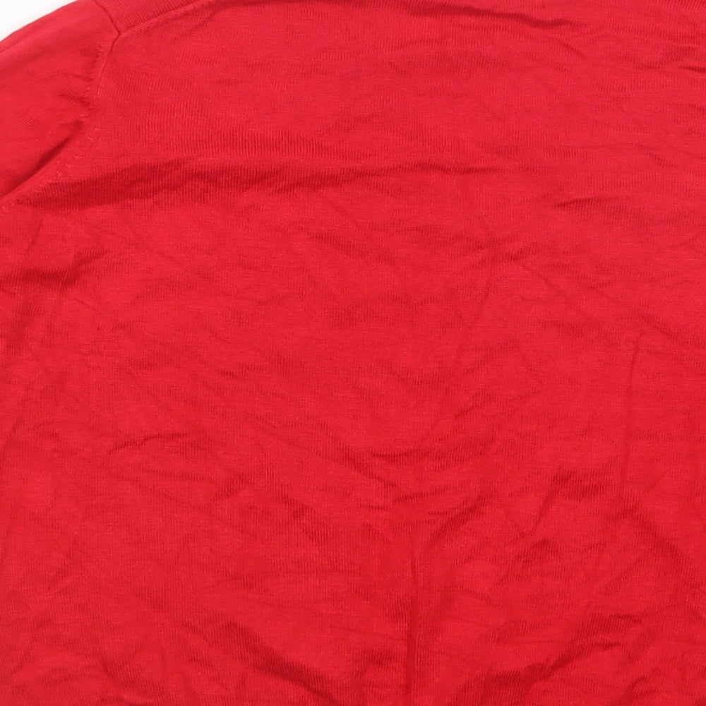 Marks and Spencer Womens Red V-Neck Viscose Pullover Jumper Size 18