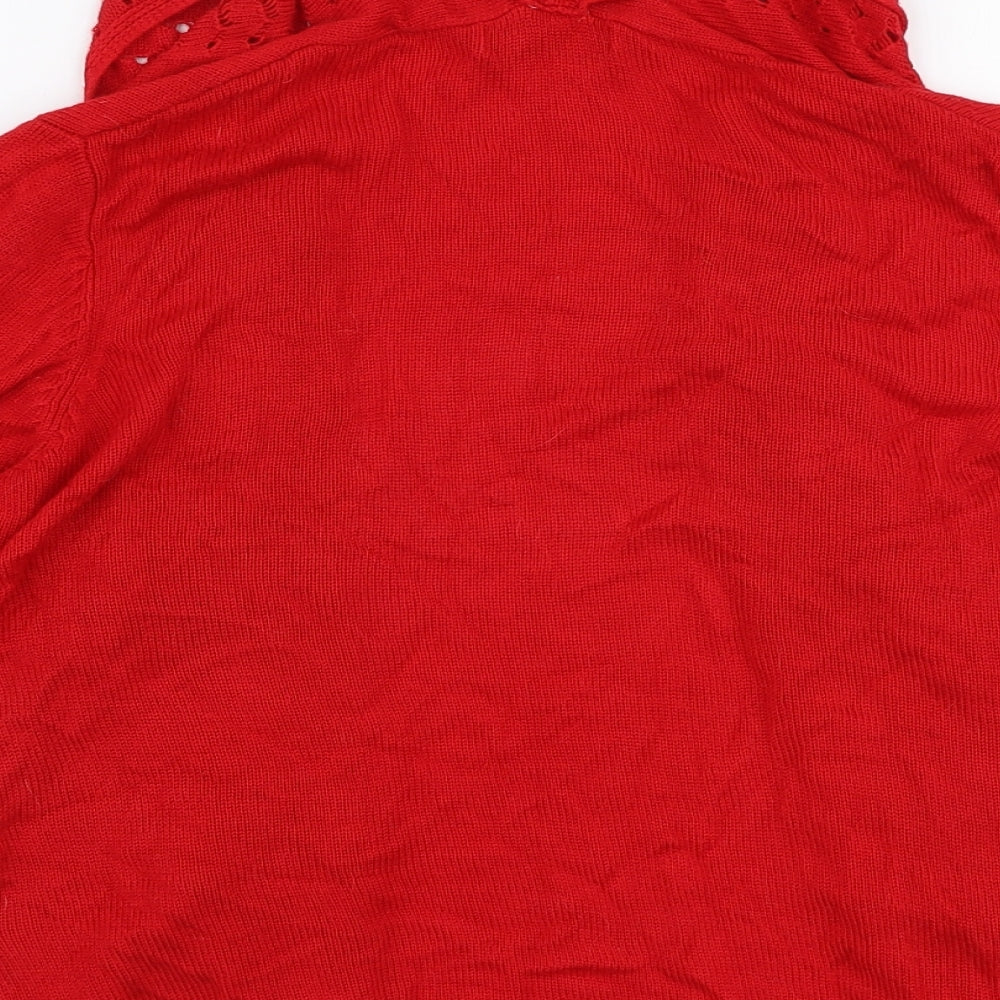 Miladys Womens Red Collared Viscose Cardigan Jumper Size L