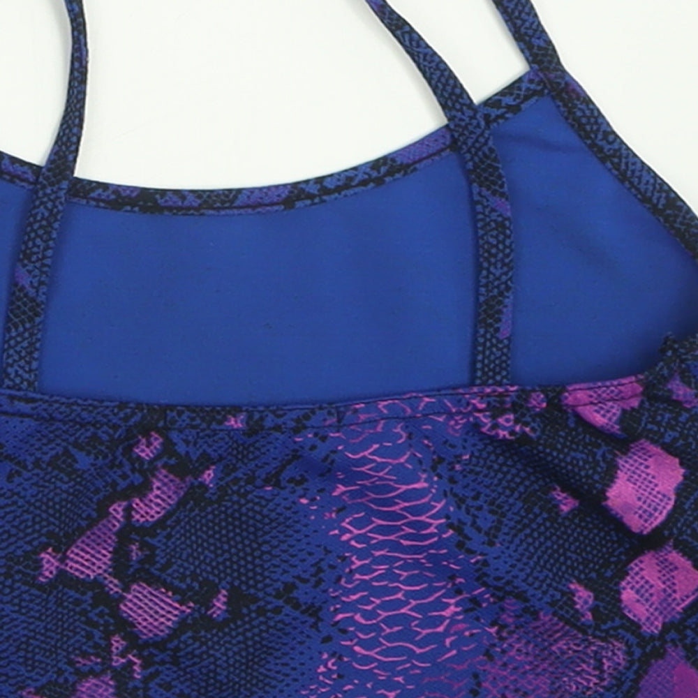 Missguided Womens Purple Animal Print Polyester Cropped Tank Size 6 Scoop Neck