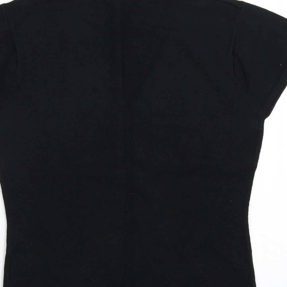 Wallis Womens Black V-Neck Viscose Pullover Jumper Size 8
