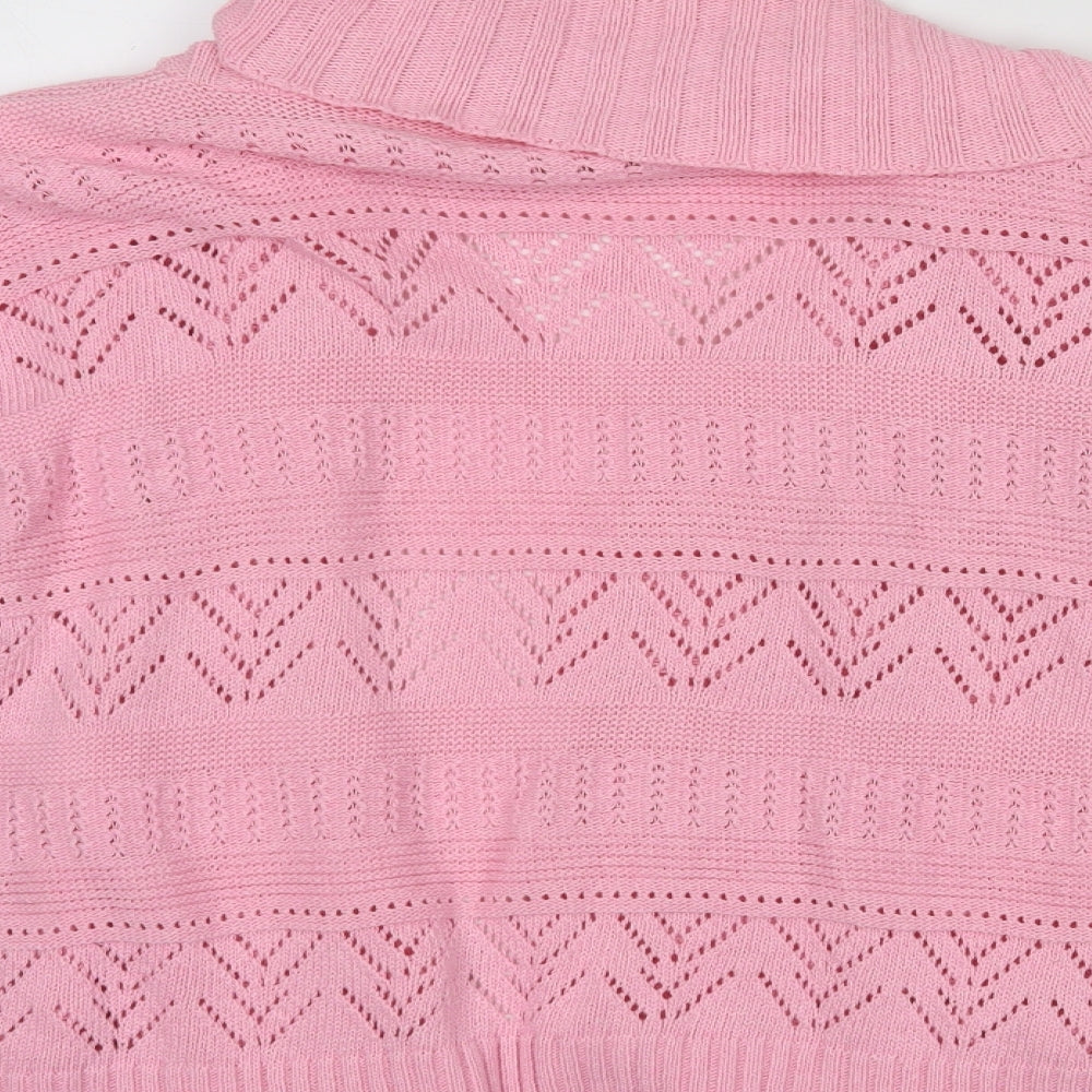 ELLEGANT COLLECTION Womens Orange Round Neck Cotton Cardigan Jumper Size M
