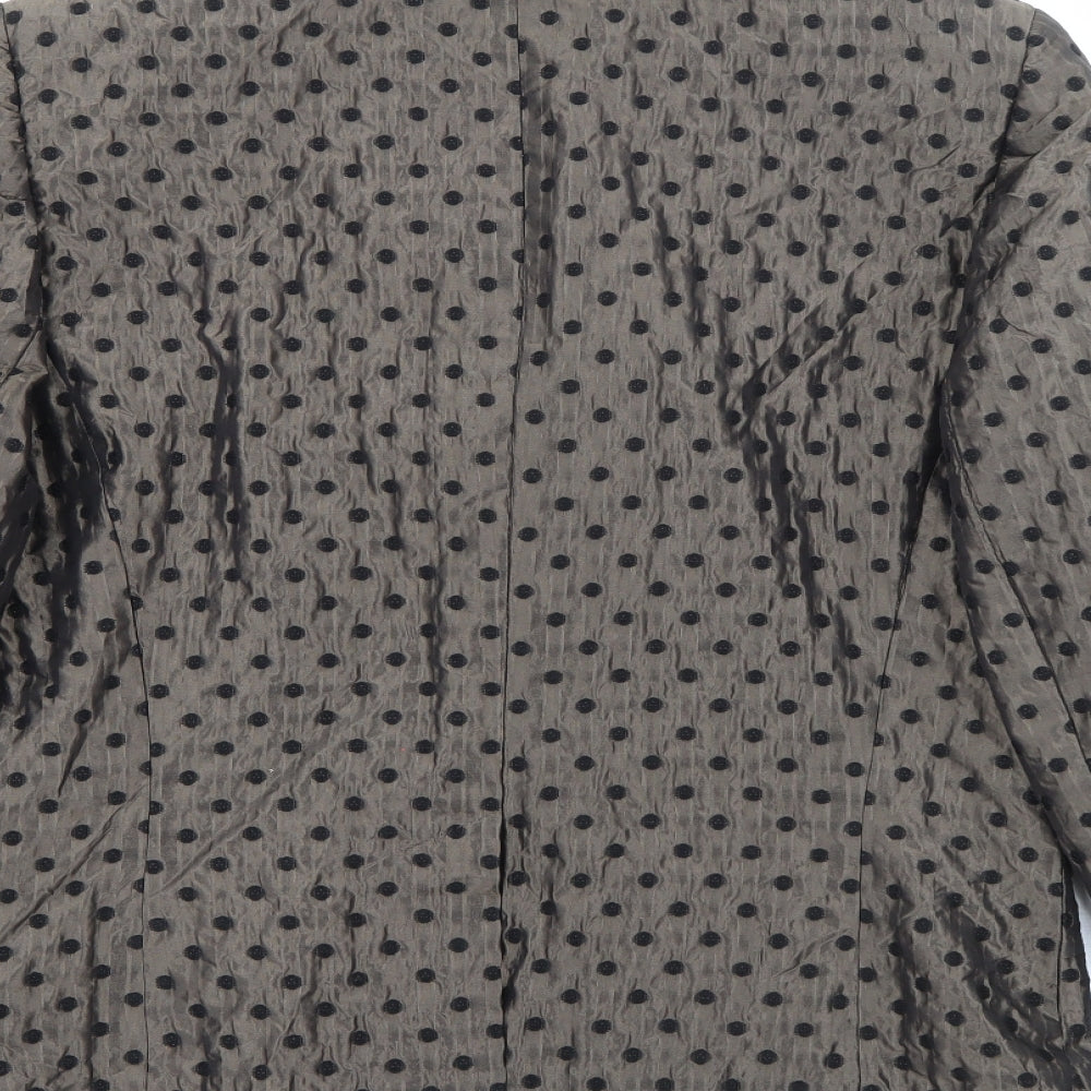 TUZZI Womens Brown Polka Dot Acrylic Jacket Blazer Size 14