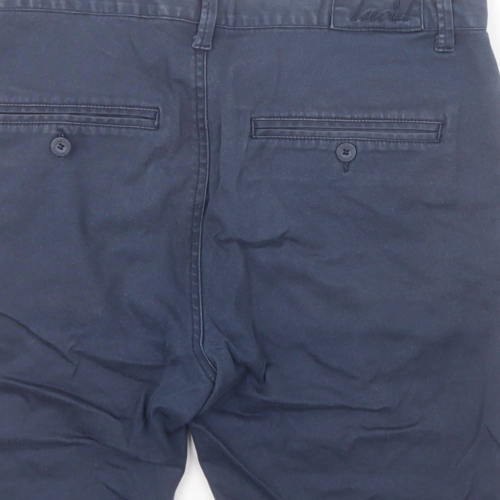 Lucid Mens Blue Cotton Chino Shorts Size S L8 in Regular Zip