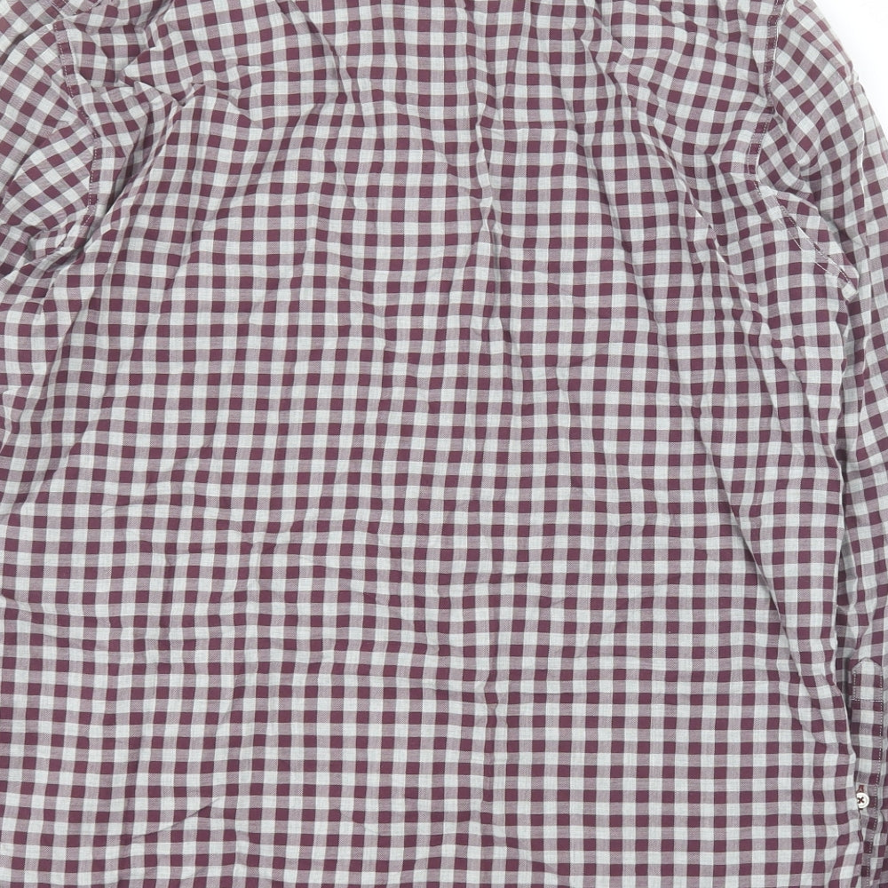 Thomas Mayes Mens Purple Plaid Cotton Button-Up Size M Collared Button