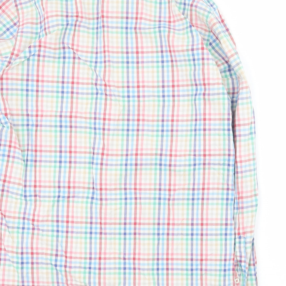 Thomas Mayes Mens Multicoloured Plaid Cotton Button-Up Size S Collared Button