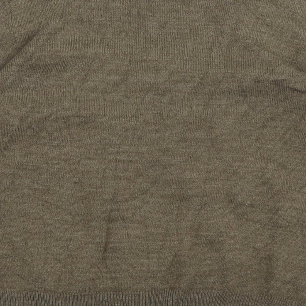 CC Womens Brown V-Neck Acrylic Pullover Jumper Size M