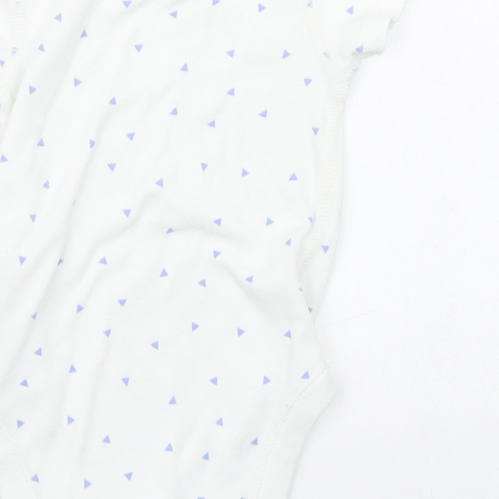 Marks1 Baby White Geometric 100% Cotton Babygrow One-Piece Size 6-9 Months Button