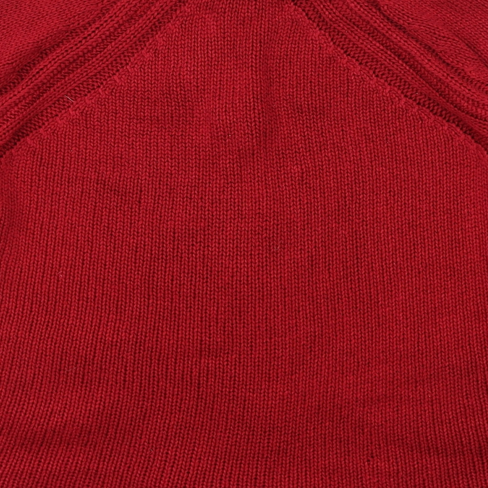 Per Una Womens Red Collared Acrylic Full Zip Jumper Size M