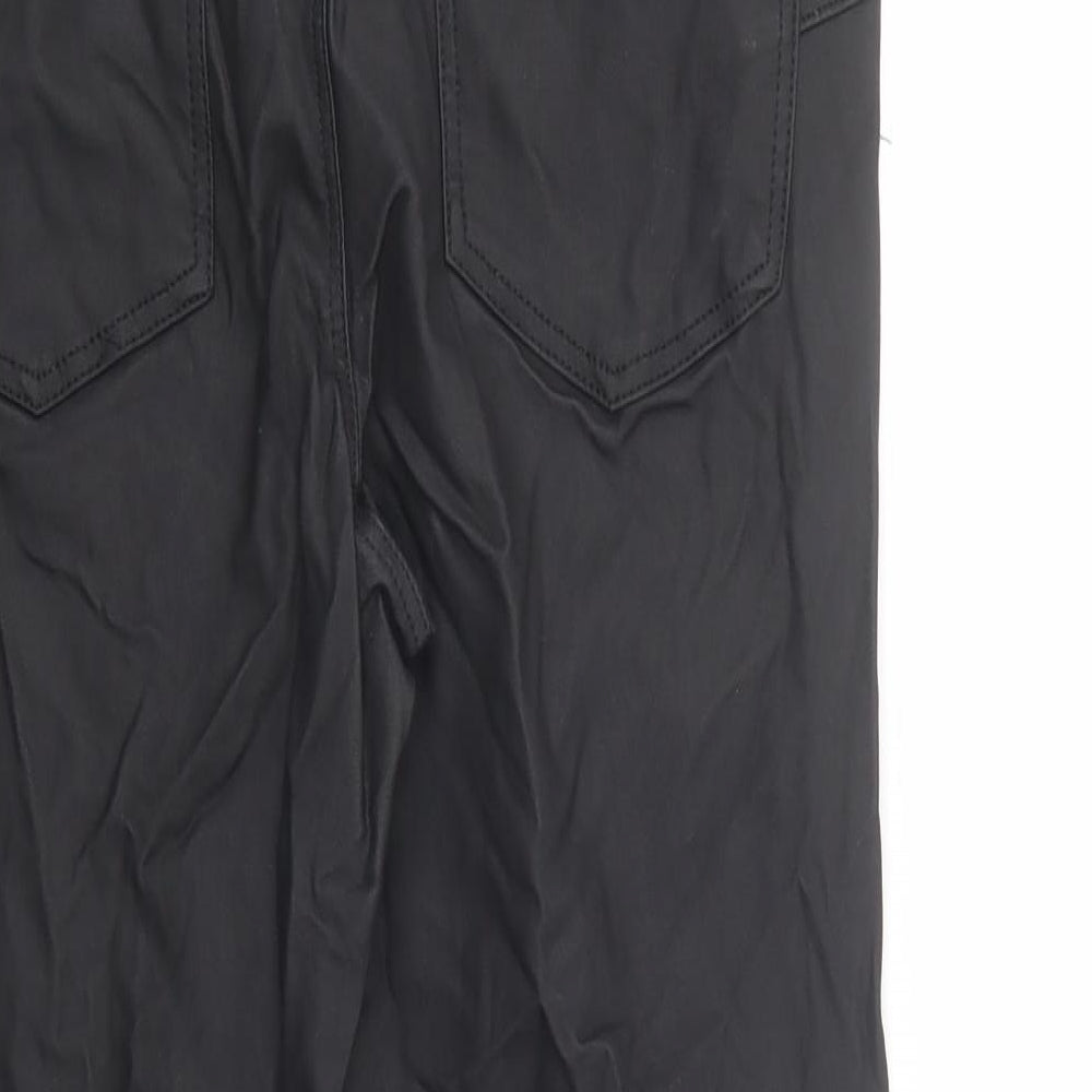 New Look Womens Black Viscose Trousers Size 16 L29 in Regular Button - Coated