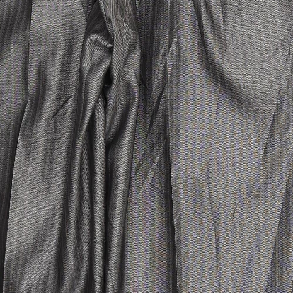 Milan Collection Mens Grey Striped Polyester Trousers Size 37 L30 in Regular Button