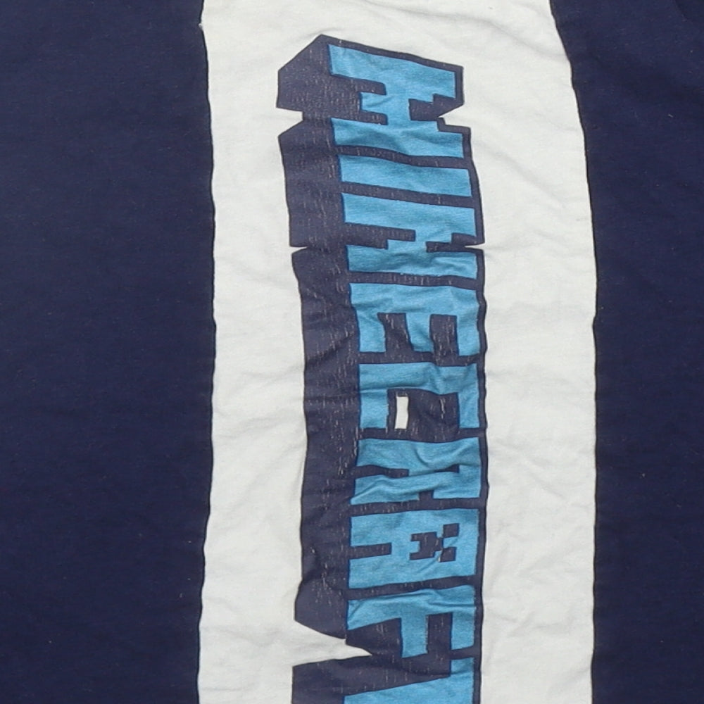 Primark Boys Blue Cotton Basic T-Shirt Size 5-6 Years Round Neck Pullover - Minecraft