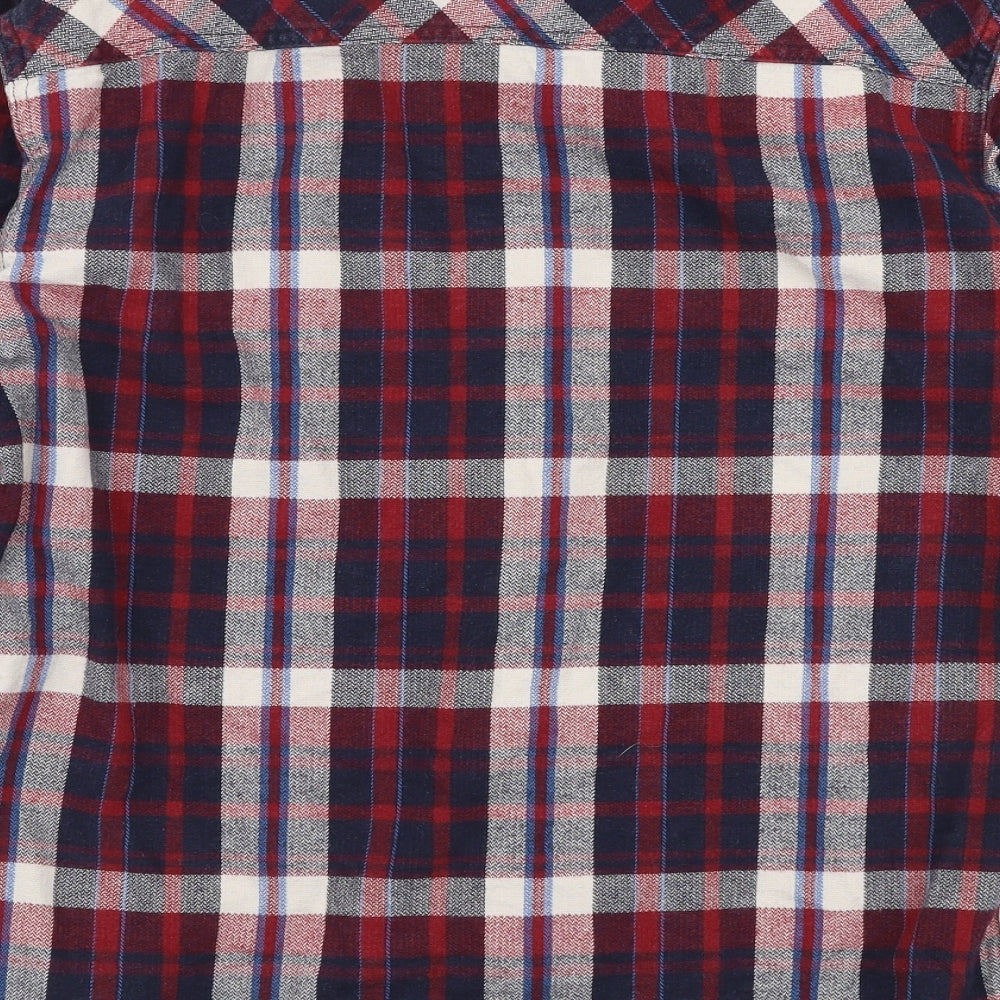 Marks and Spencer Mens Multicoloured Plaid Cotton Button-Up Size S Collared Button