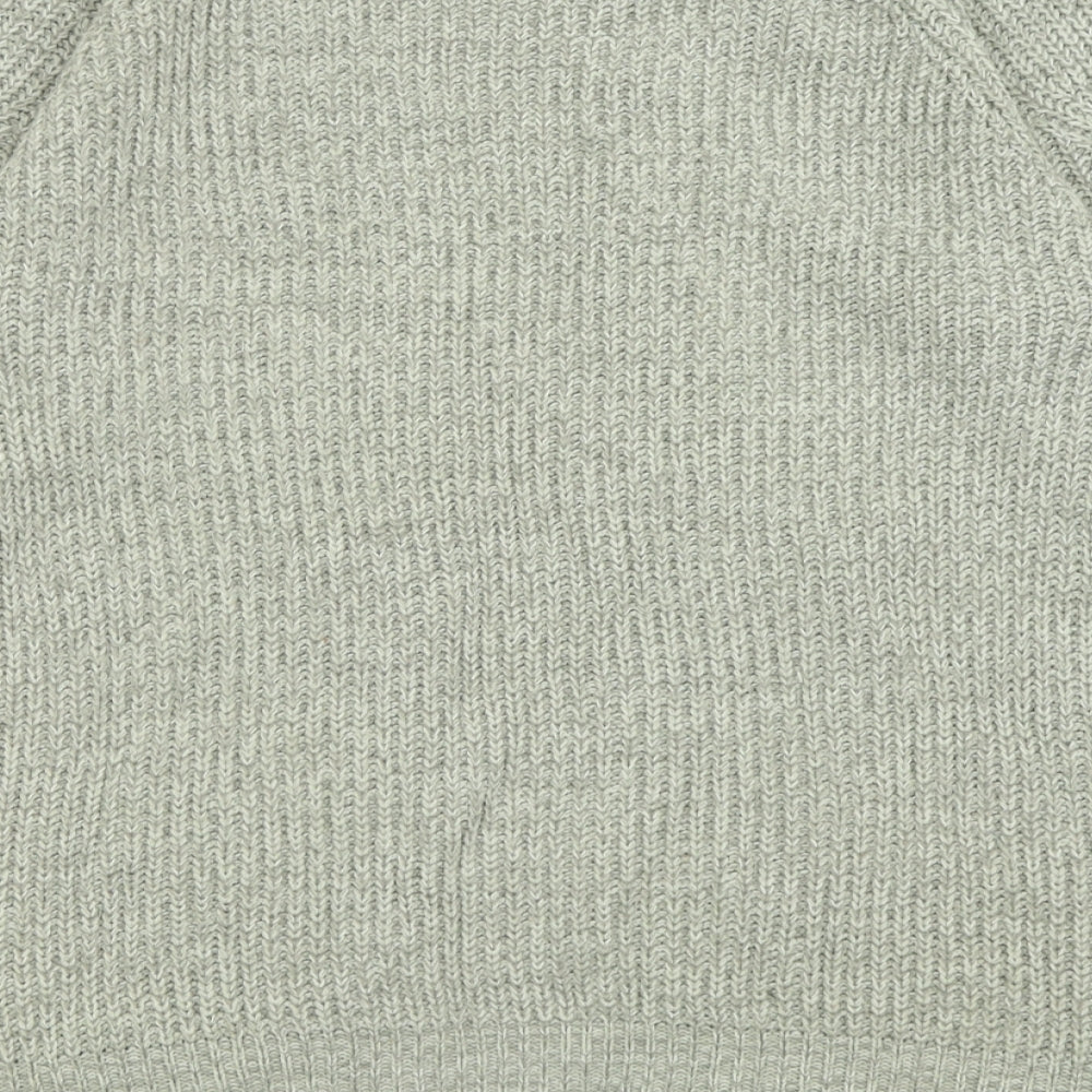 Papaya Womens Grey V-Neck Acrylic Cardigan Jumper Size M