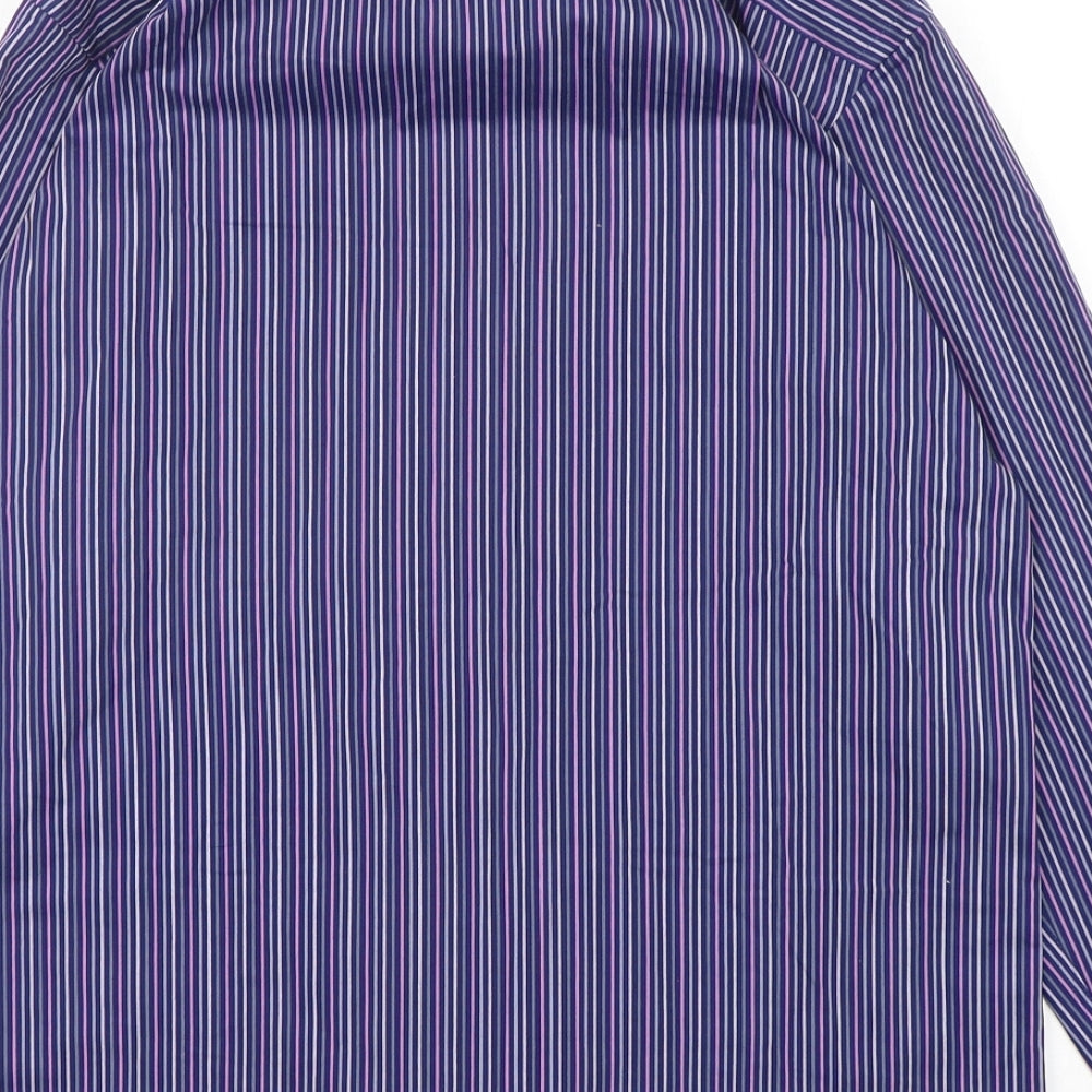 Marks and Spencer Mens Purple Striped Polyester Dress Shirt Size 14.5 Collared
