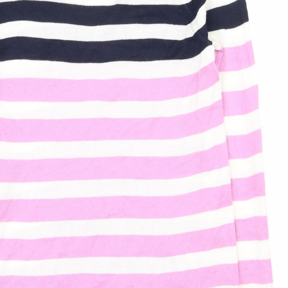 Marks and Spencer Womens Multicoloured V-Neck Striped Acrylic Pullover Jumper Size 10