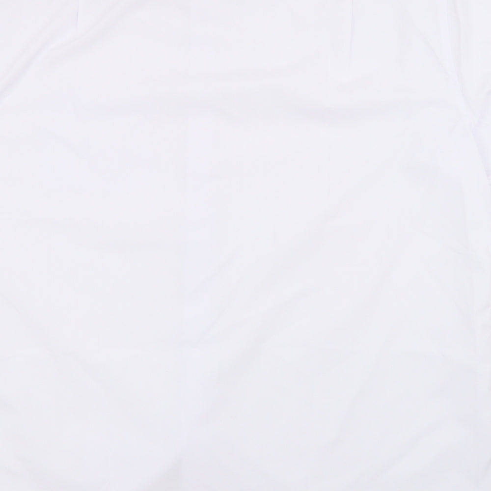 Marks and Spencer Mens White Polyester Button-Up Size 16 Collared Button