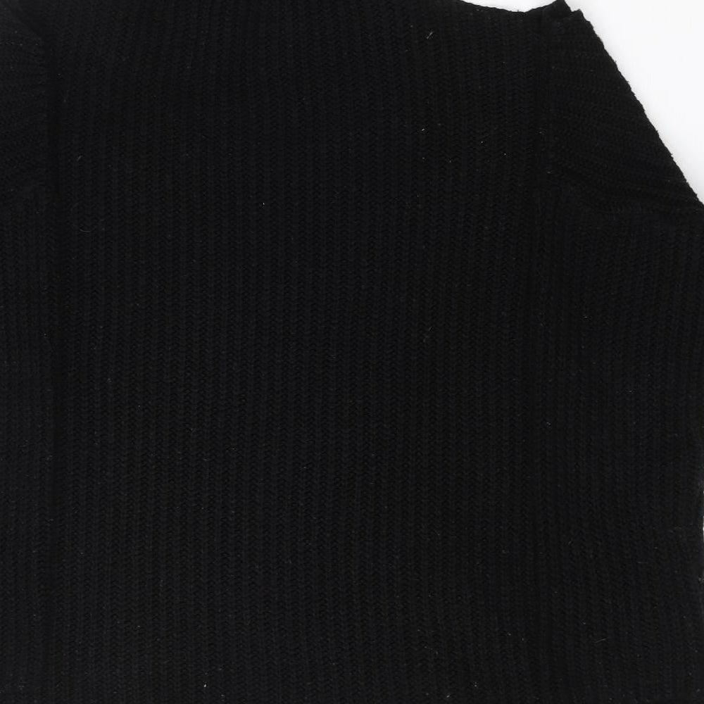 New Look Womens Black V-Neck Acrylic Pullover Jumper Size S - Open Neck