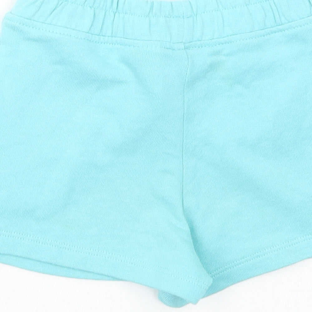 Marks and Spencer Baby Blue Cotton Cropped Trousers Size 18-24 Months Drawstring