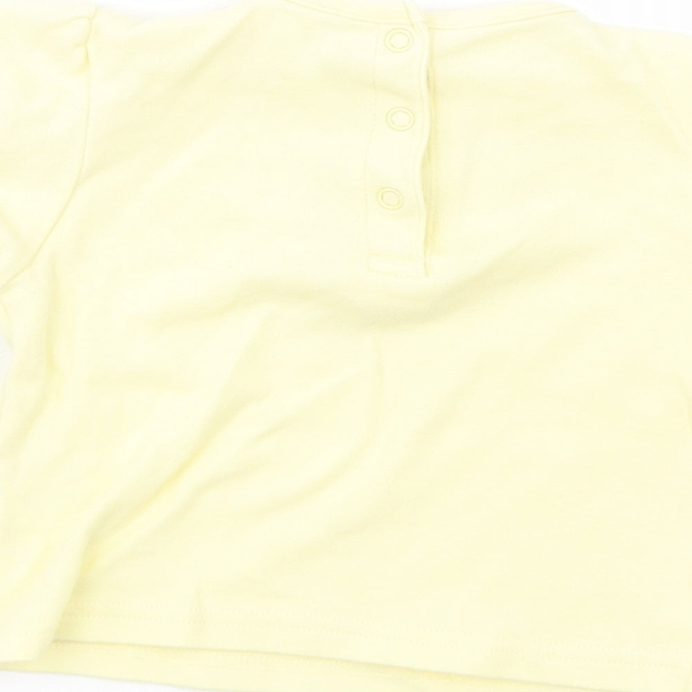 Dunnes Stores Baby Yellow Cotton Basic T-Shirt Size 6-9 Months Crew Neck Snap