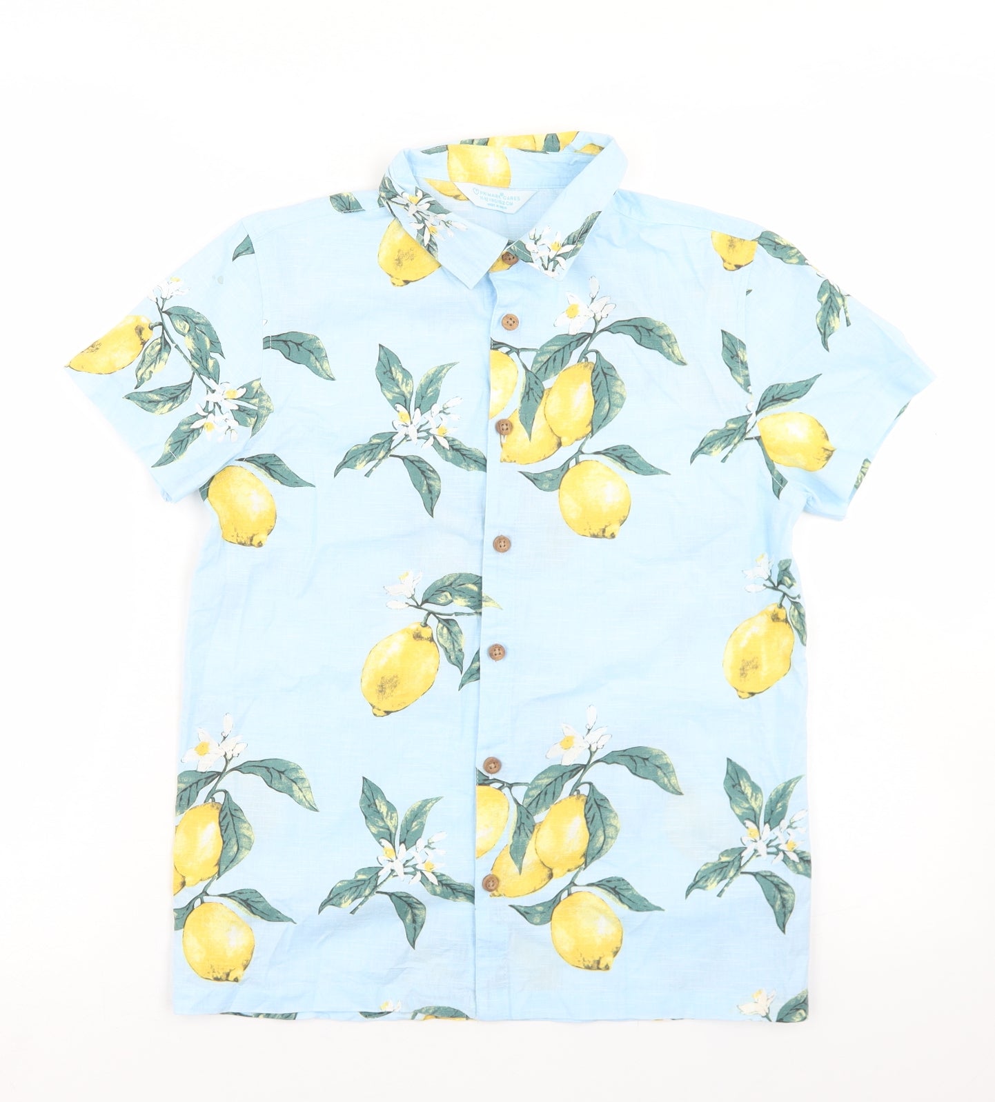 Primark Boys Blue Floral Cotton Basic Button-Up Size 11-12 Years