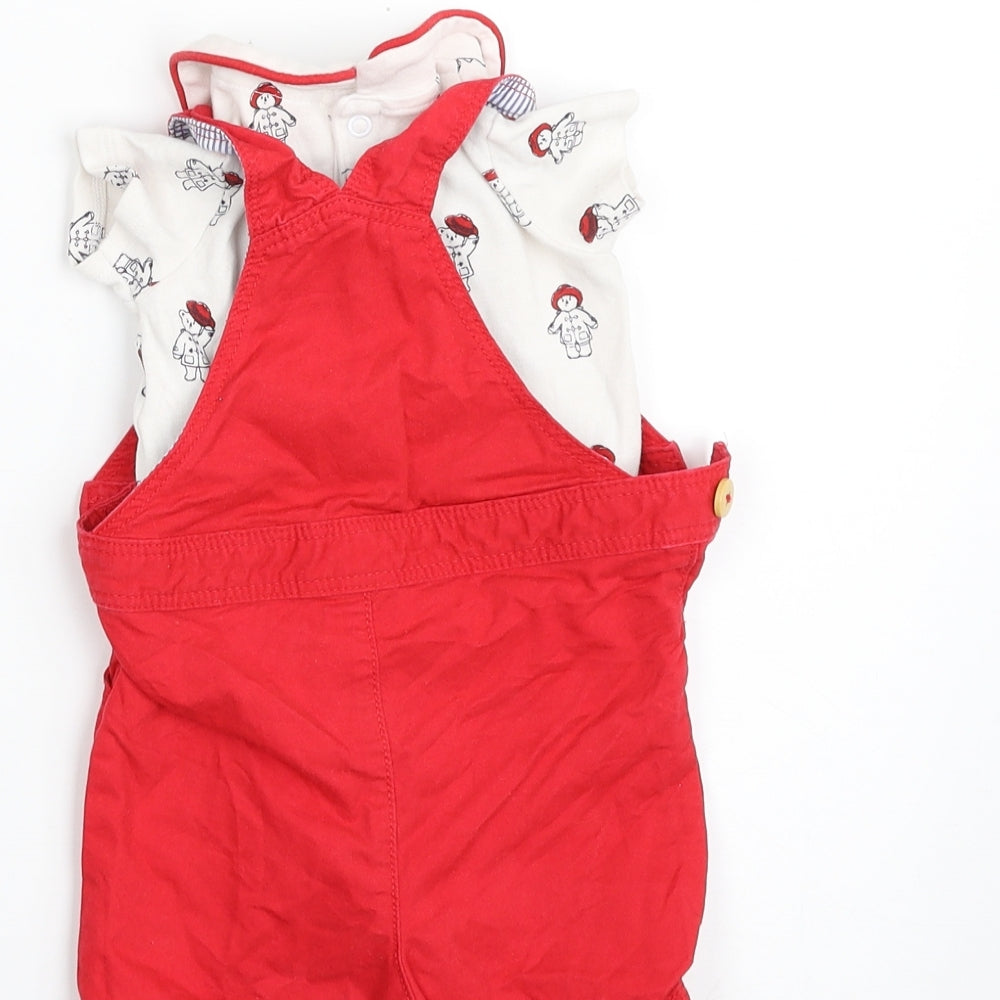 F&F Baby Red 100% Cotton Babygrow One-Piece Size 3-6 Months Snap - Paddington Bear