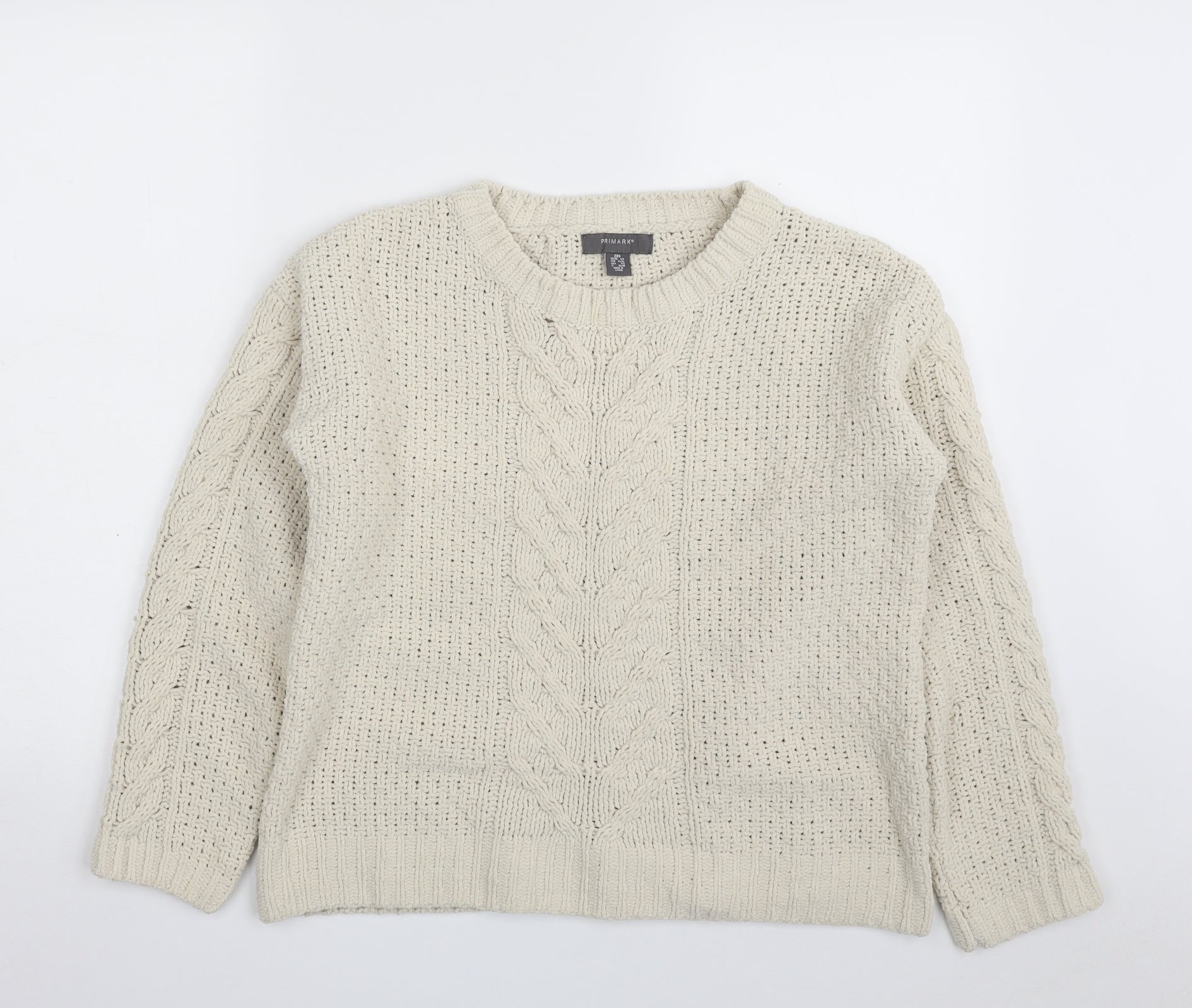 Primark Ladies Primark Cable Knit Jumper Primark Womens Beige Crew