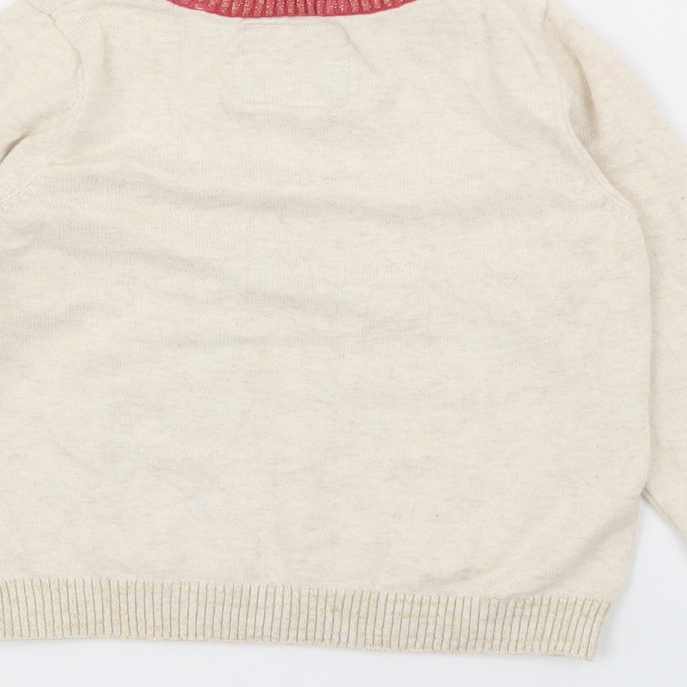 TU Girls Beige Crew Neck Cotton Pullover Jumper Size 4 Years - Horse